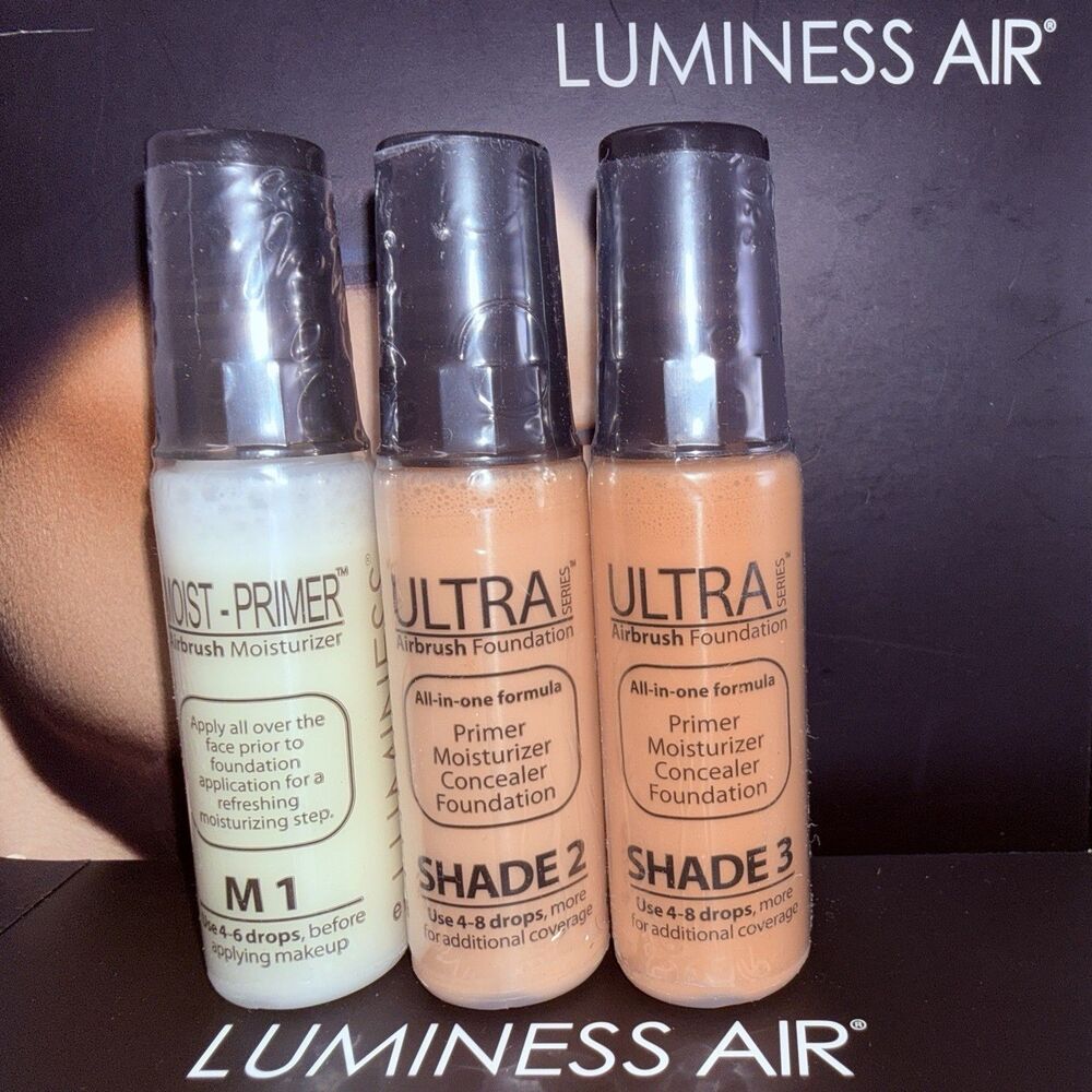 Luminess Airbrush Ultra Foundation Shade Series 1 2 & Moisturizer M1 New Sealed